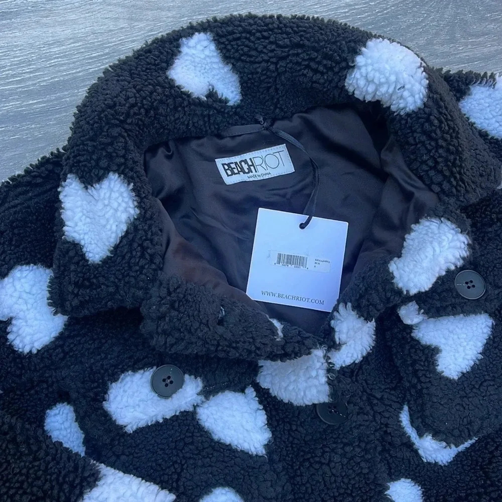 Beach Riot Devin Jacket, black with white hearts - Picture 6 of 10